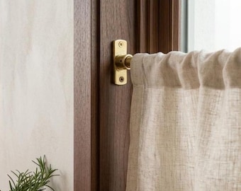 Barra de cortina minimalista para montaje interior, de latón macizo de 16 mm para marco de ventana – Barra de cortina de latón sin lacar