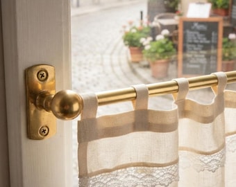 Unlacquered Brass Curtain Rod, Café Rod for French Door, Unlacquered brass