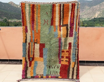 Colorful Moroccan Rug for Living Room - Vintage Wool Rug - ABB21052