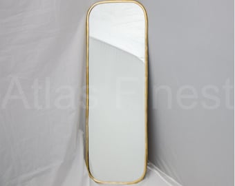 Specchio a figura intera, grande specchio da parete in ottone sospeso realizzato a mano, MR5