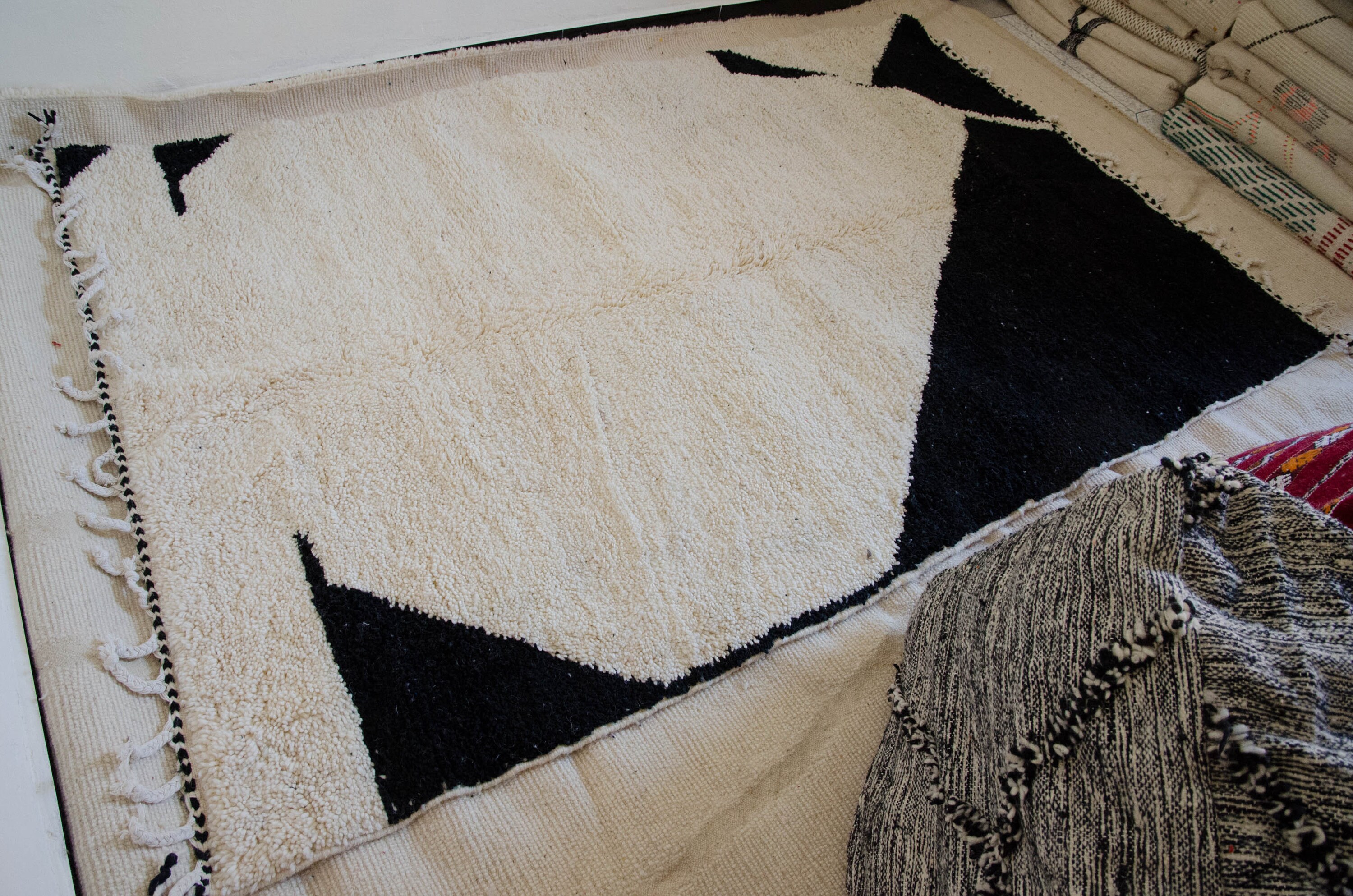 Abstract Black and White Berber Rug Special Geometric Wool Etsy