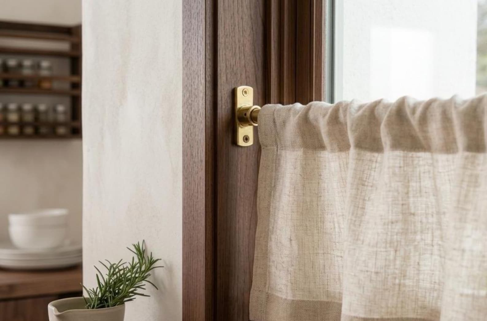 Minimal Inside Mount Cafe Curtain Rod, 16mm Solid Brass Curtain Rod for ...