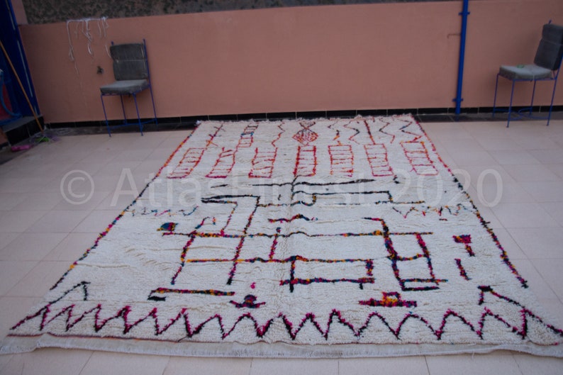 11x8 Handmade Moroccan Azilal Rug, Handwoven Wool Berber Carpet