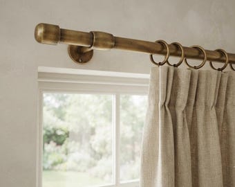 Custom Solid Brass Curtain Rod , Wall Mounted Curtain Rod with End Caps & Brackets