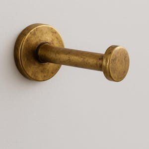 Unlacquered Brass Wall Hook, 4 inches or 6 inches deep