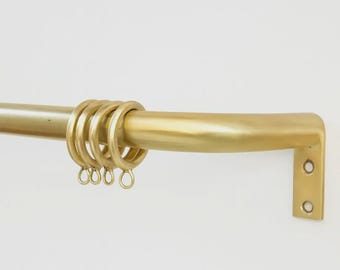 French Return Brass Curtain Rod, Unlacquered Solid Brass Drapery Rod, Crochet & Lace Curtain Hardware