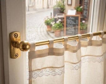 Unlacquered Brass Curtain Rod, Café Rod for French Door, Unlacquered brass