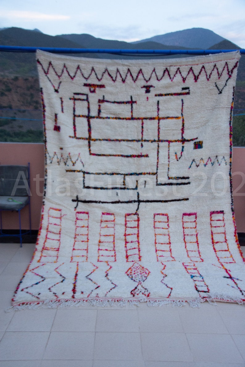 11x8 Handmade Moroccan Azilal Rug, Handwoven Wool Berber Carpet