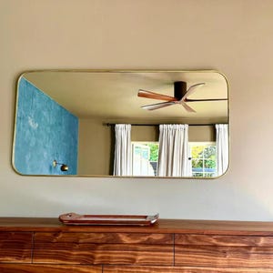 Decorative Mirror For Wall, Rectangle Mirror, Handcrafted Home Decor Statement Mirror, Vintage Design Natural Brass Frame Mirror