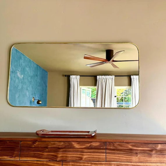 Vintage Brass Frame Rectangle Mirror, Wall Decor - Etsy