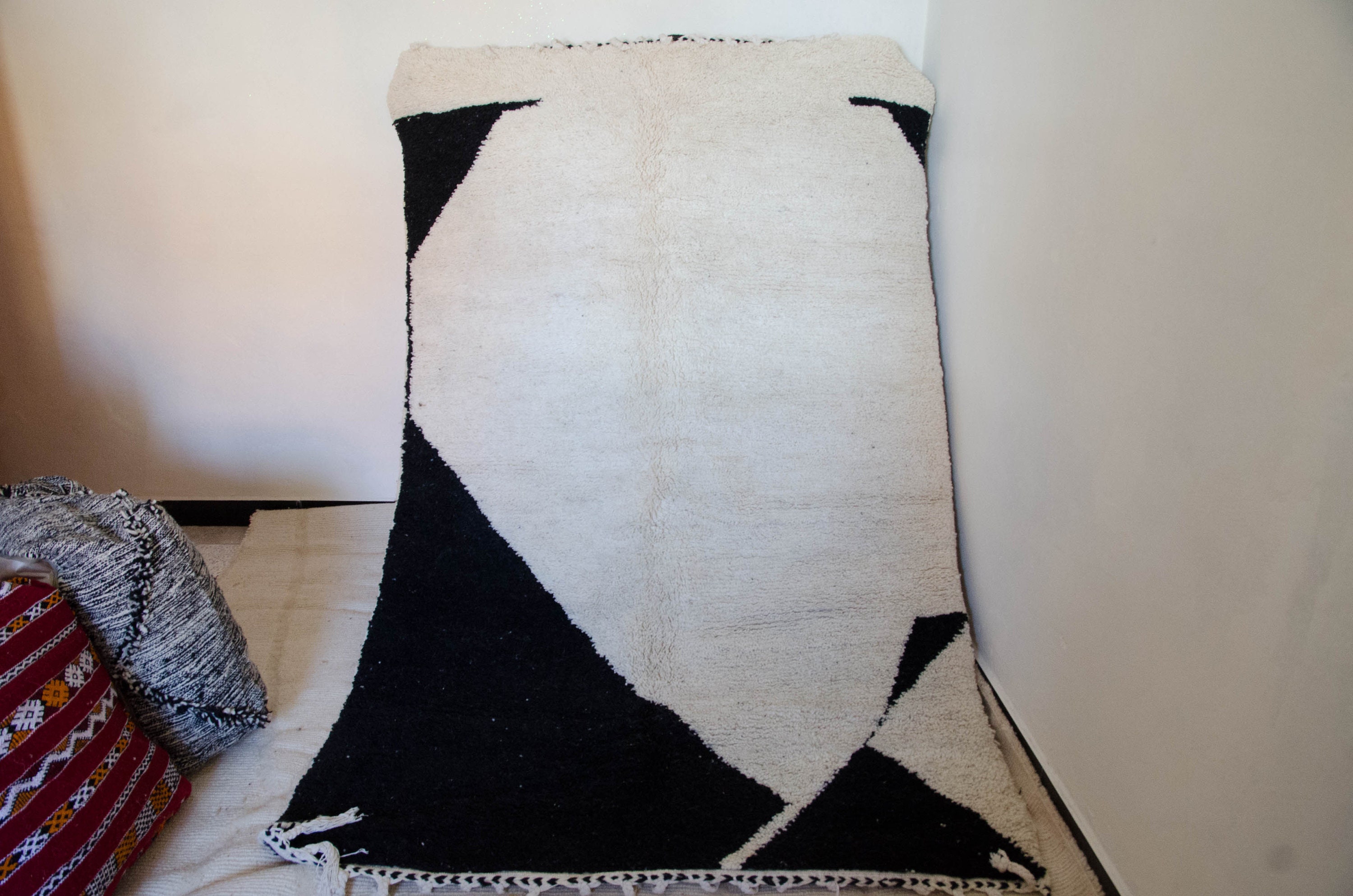 Abstract Black and White Berber Rug Special Geometric Wool Etsy