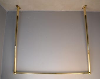Unlacquered Brass Ceiling Mounted Drying Rack, Vintage Charm