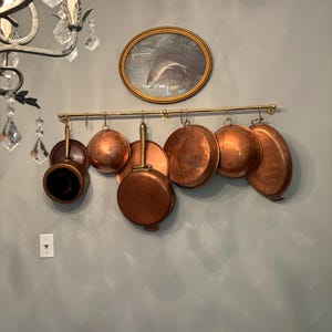 Living Finish Brass Pot Rack With Solid Brass S-Hooks