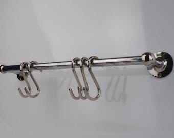 Chrome Pot Rail, Chromed Solid Brass Pot Rack For Kitchen Organization