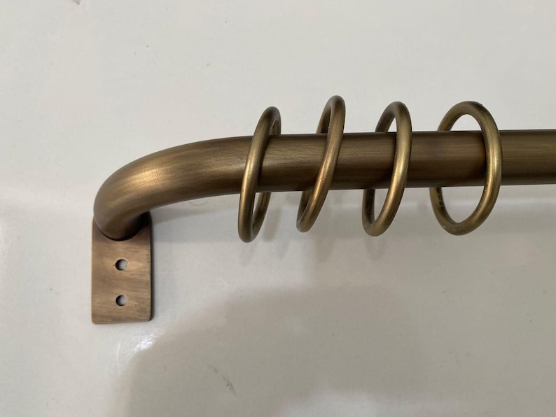 Solid Brass Curtain Rod With Rings, Matte Antique Bronze Curtain Rod ...