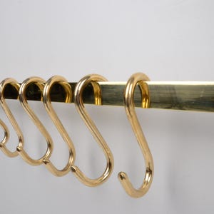 Solid Brass Pot Rack Hanger, Unlacquered Brass Handcrafted Pot Rail, Pans And Pots Hanger