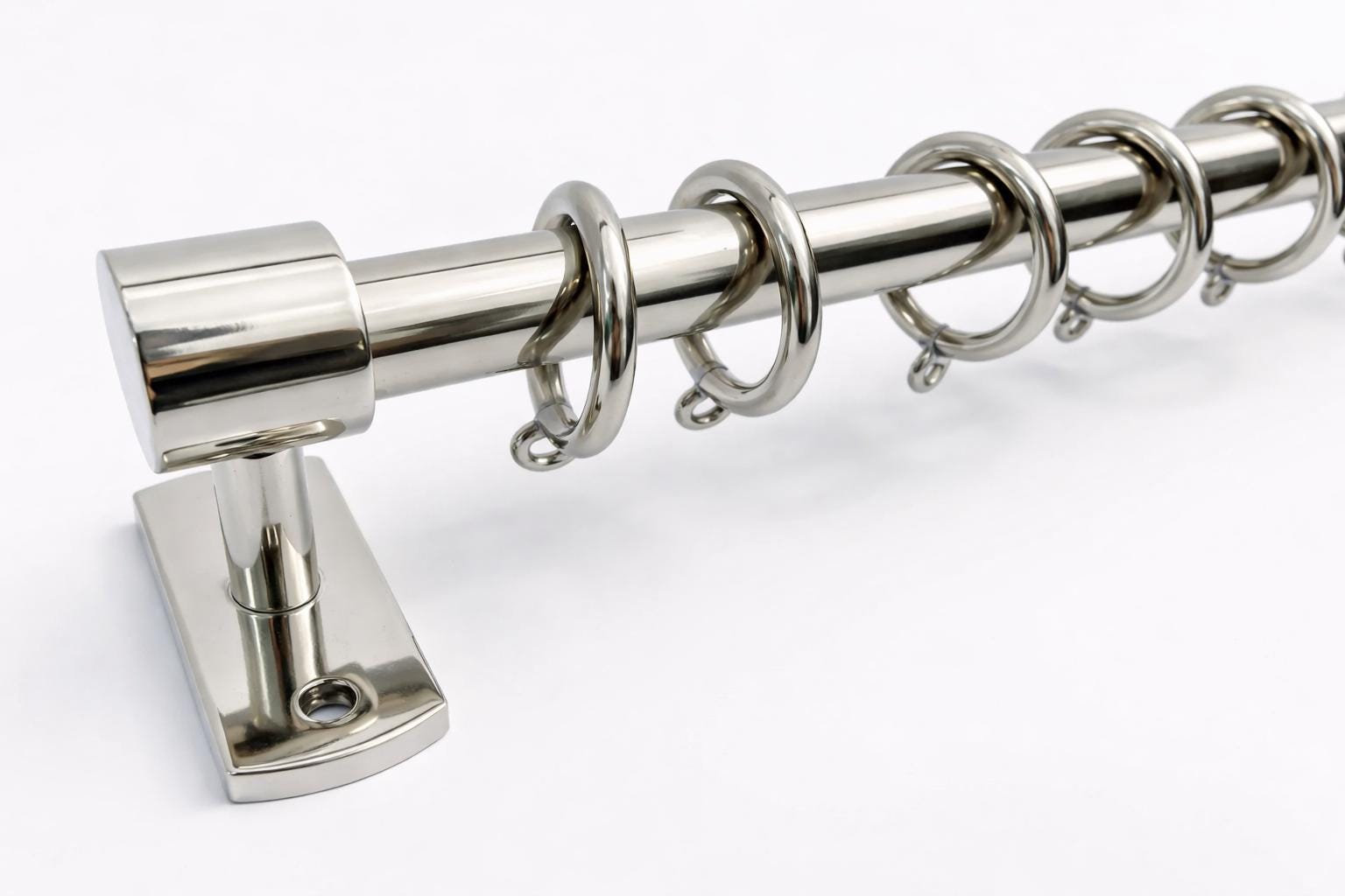 Polished Nickel Curtain Rod, Solid Brass Curtain Rod With Rings, Custom ...
