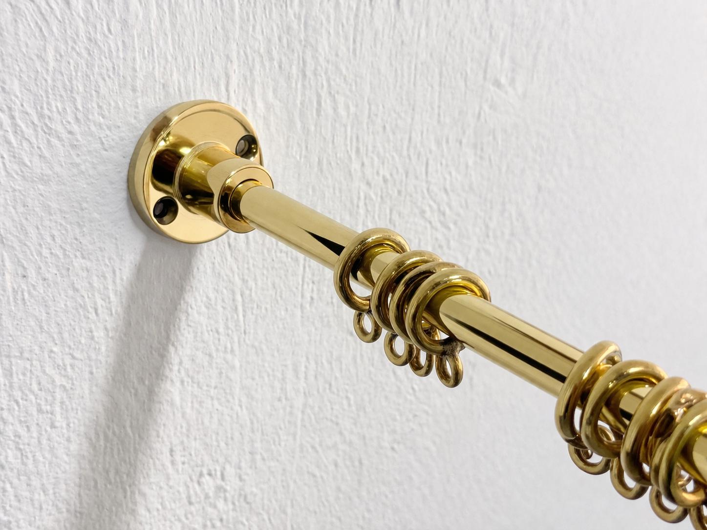Half Window Rods Minimal Brass Café Curtain Rod With Rings, Unlacquered Brass Kitchen ...