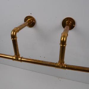 Handmade Unlacquered Brass Wall Mount Clothes Rack, Laundry Hanging Rod ...