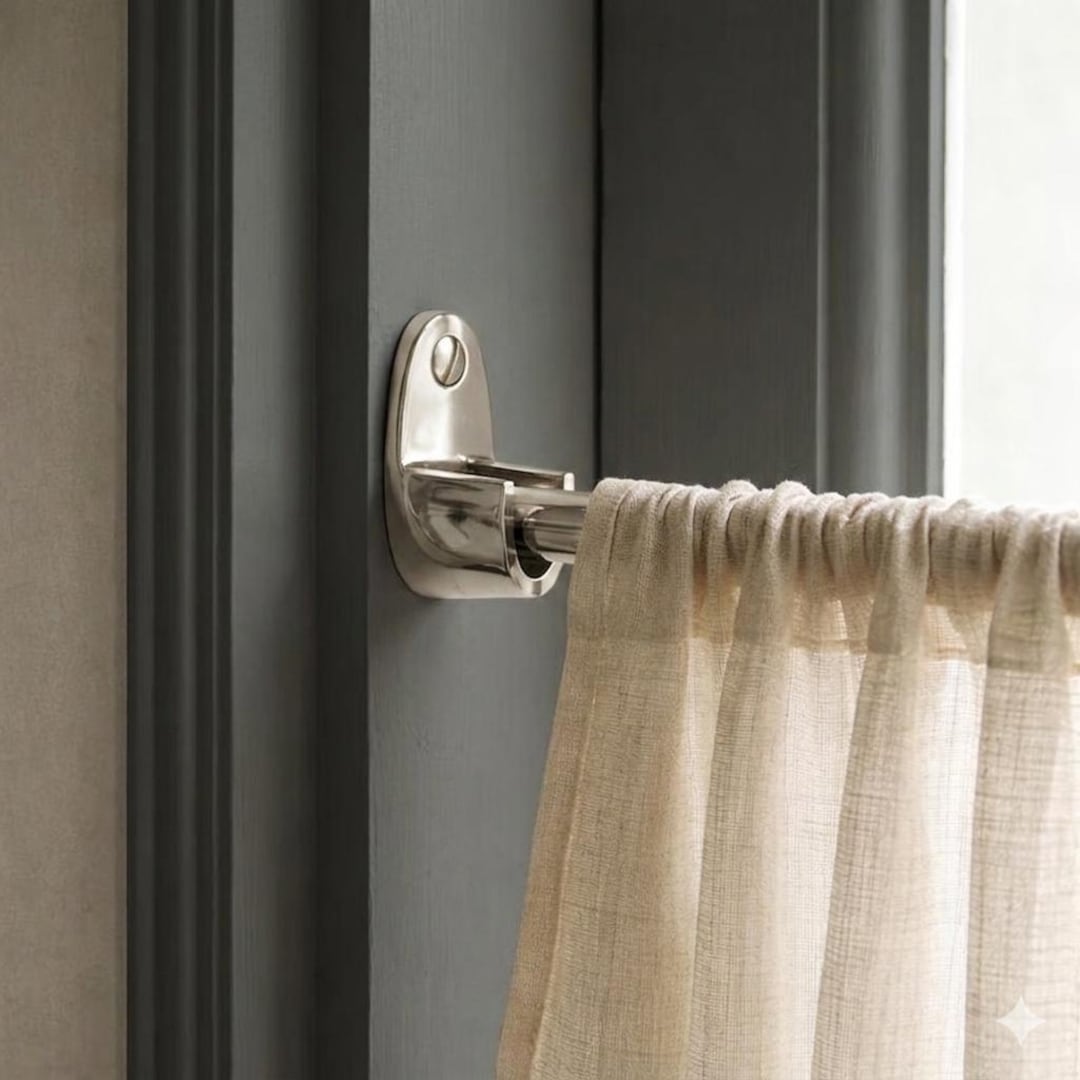 Minimal Inside Mount Café Curtain Rod, Polished Nickel Solid Brass ...
