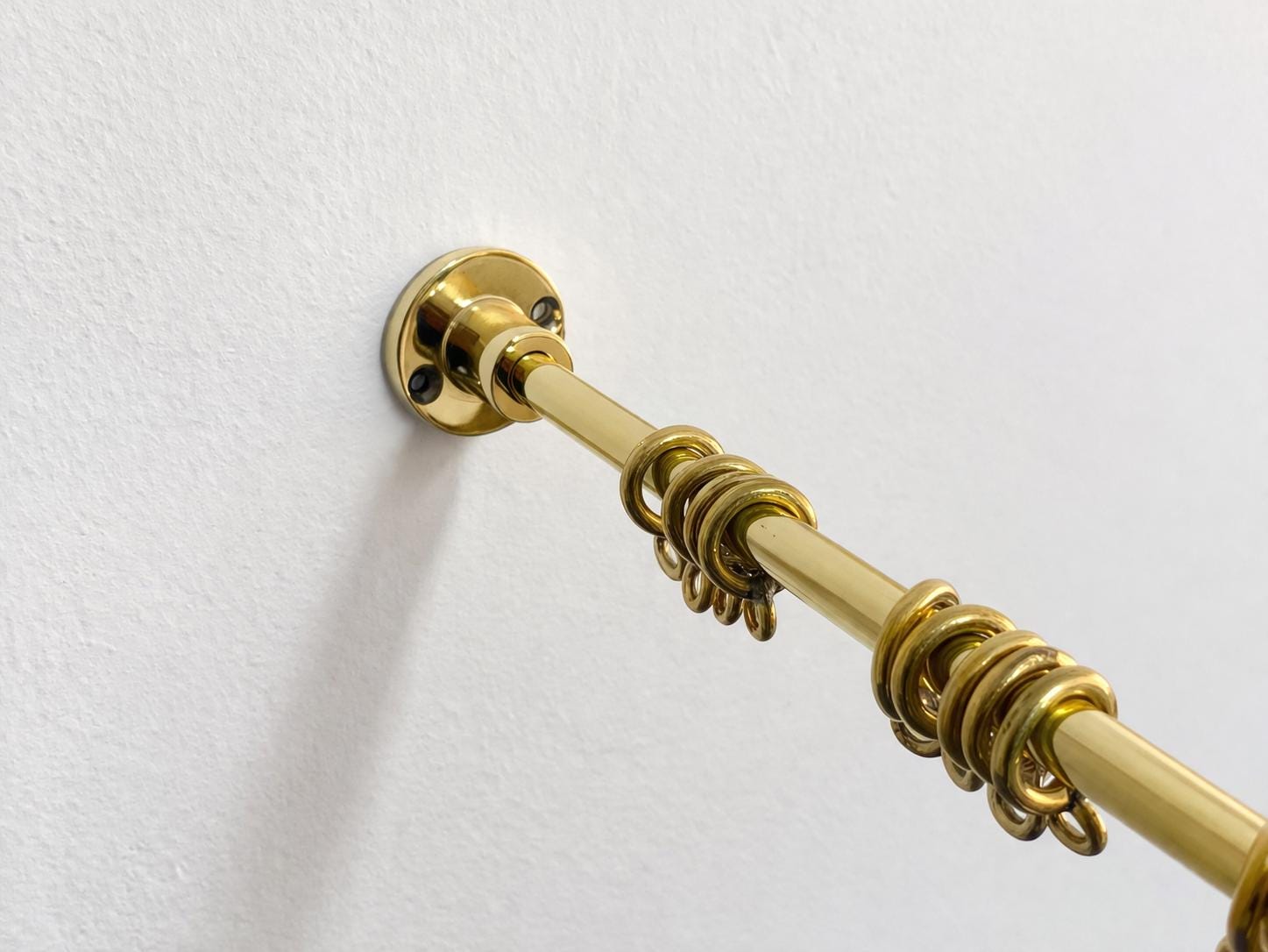 Half Window Rods Minimal Brass Café Curtain Rod With Rings, Unlacquered Brass Kitchen ...