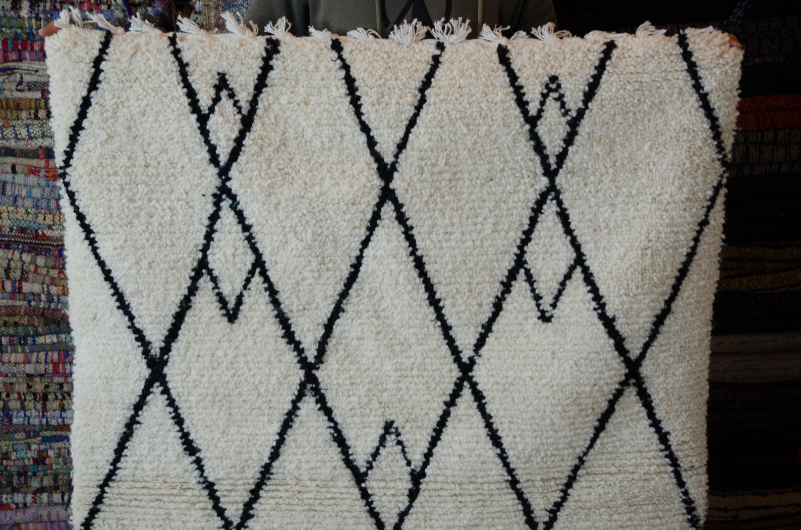Black and White Moroccan Rug 4x5 Handwoven Moroccan Rug Etsy
