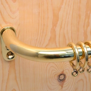 Unlacquered Brass Cafe Curtain Rod, French Return Solid Brass Curtain Holder