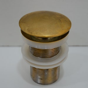 Unlacquered Brass Pop-up Sink Drain Stopper, For Bathtubs and Sinks With Push Up Button