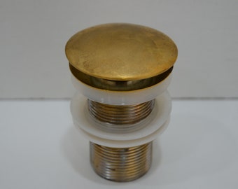Unlacquered Brass Pop-up Sink Drain Stopper, For Bathtubs and Sinks With Push Up Button