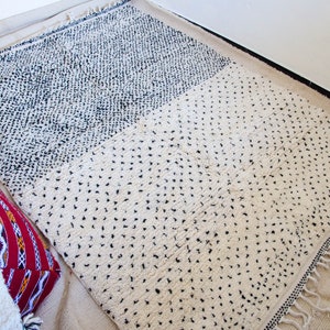 Speckled Moroccan Rug - Handknotted Black and White Berber Rug- HAA21043