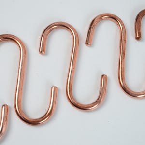 Natural Copper S-Hooks For Pot Racks, Copper Hooks For Kitchen Organization and More, High-end Copper Hanging Hooks For Pot Racks