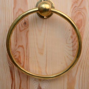 Large Unlacquered Brass Towel Holder Ring, 7&quot; Handmade Towel Ring For Bathroom And Kitchen