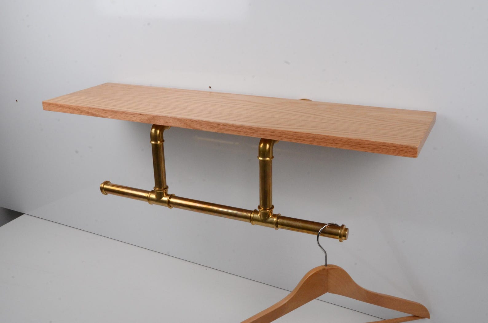 Handmade Unlacquered Brass Wall Mount Clothes Rack, Laundry Hanging Rod ...