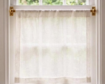 Solid Brass Café Curtain Rod, Minimal Window Hardware, Unlacquered brass