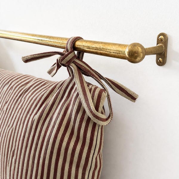 Solid Unlacquered Brass Cushion Hanging Rod, Textile Display Bar