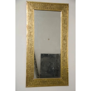 Full Length Framed Mirror, Handcrafted Brass Wall Mirror