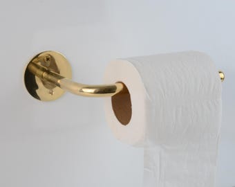 Brass Toilet Paper Holder - Wall Mounted Bathroom Fixture - Modern Minimalist Design