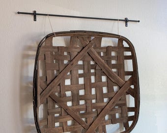 Black Iron Hanging Rod With Brackets, Handforged Iron Drapery Rail