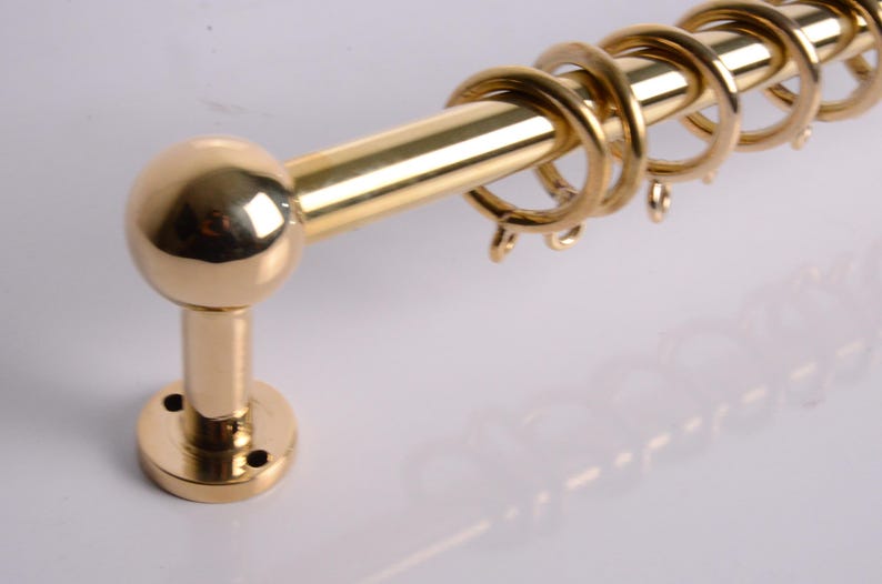 Solid Brass Café Curtain Rod With Rings- Kitchen & Small Window ...