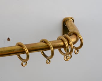 Burnished Unlacquered Brass French Return Curtain Rod – 20mm Solid Brass Curtain Rod with Rings