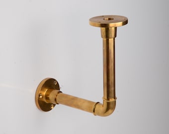 Solid Brass Shelf Bracket, Industrial Pipe Style