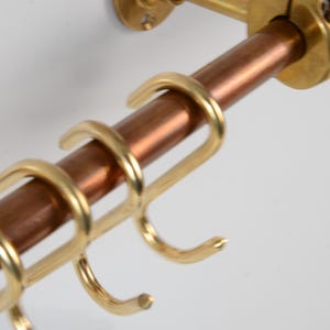 Unlacquered copper pot rack, real copper pot rail, copper rod of 16mm, perfect for kitchen organization and more