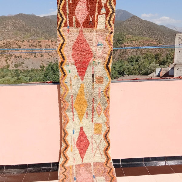 Moroccan Runner Rug - Vintage Corridor Carpet - Authentic Berber Rug ABB21279