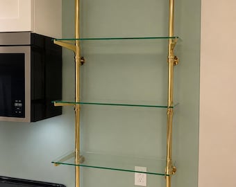 Brass Bistro Shelving, Kitchen Open Shelving, Unlacquered Brass Display Shelving