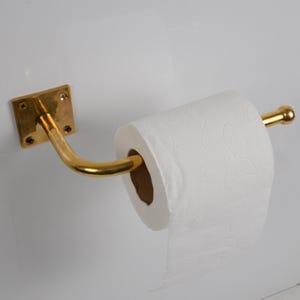 Rustic Brass Wall Mounted Toilet Paper Holder, Unlacquered Brass Bathroom Hardware, Vintage Simple Toilet Roll Holder