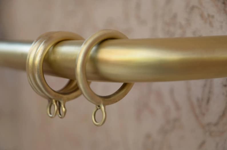 Brass French Return Curtain Rod With Solid Brass Rings, Minimalist ...
