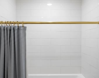 Custom Width Brass Shower Rod, Unlacquered Finish