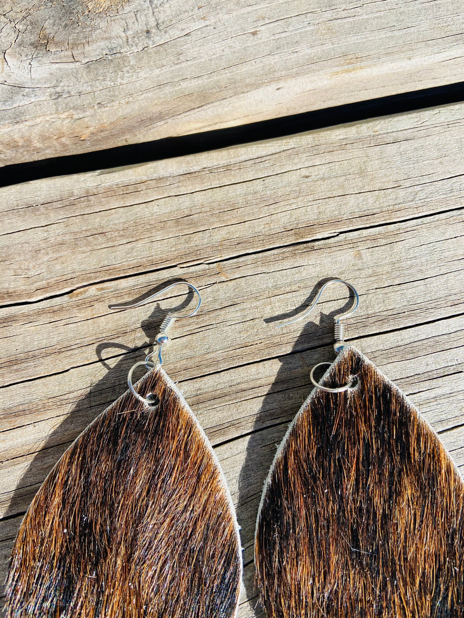 Cow hide earrings/ cow hair earrings/ leather earrings/ gift Etsy