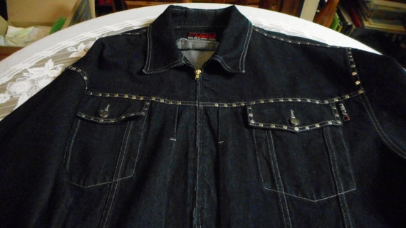 Vintage FUBU men's XXL dark blue denim jacket with
