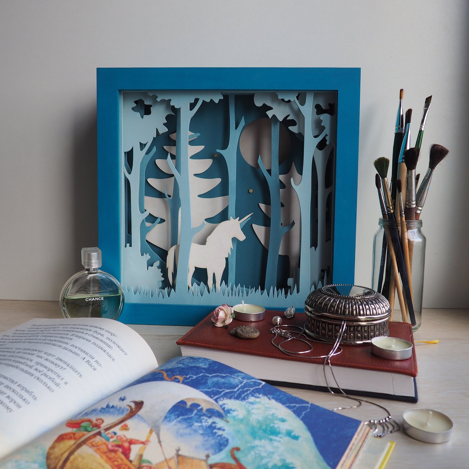 Magic Wood. Night light. Shadow box. Handwork Etsy